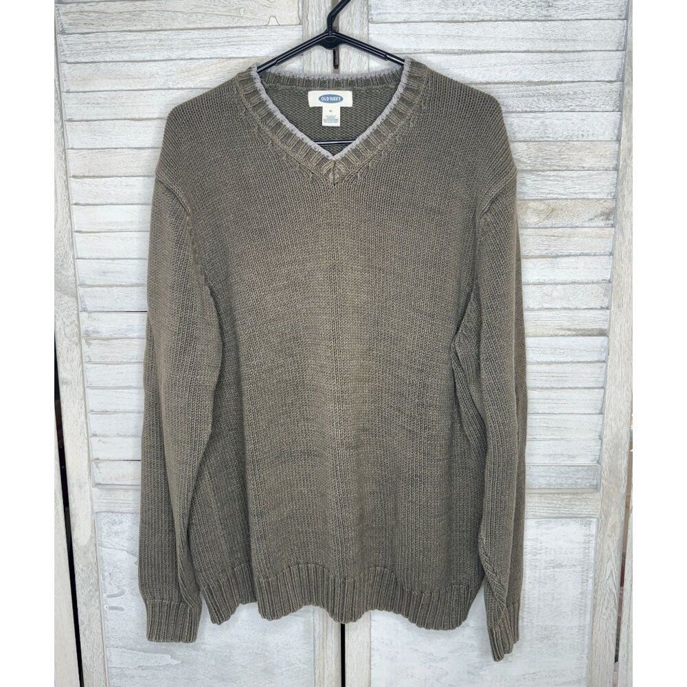 Old Navy Men's Olive Green V-Neck Pullover Sweater Olive Green Size XL